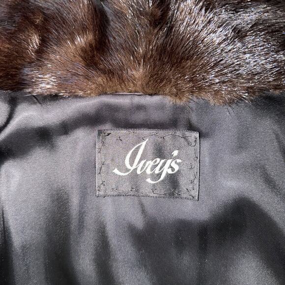 NWT Vintage Jones Designs Ivey's Designed by Mr. J Mink Brown Fur Coat - Picture 5 of 7